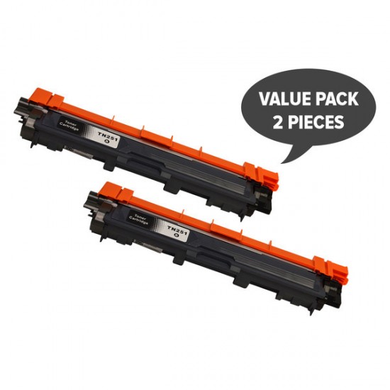 Compatible Brother TN251 Black High Yield Toner Cartridge Twin Pack Tonerink brand Compatible Brother TN251 Black High Yield Toner Cartridge Twin Pack Tonerink brand