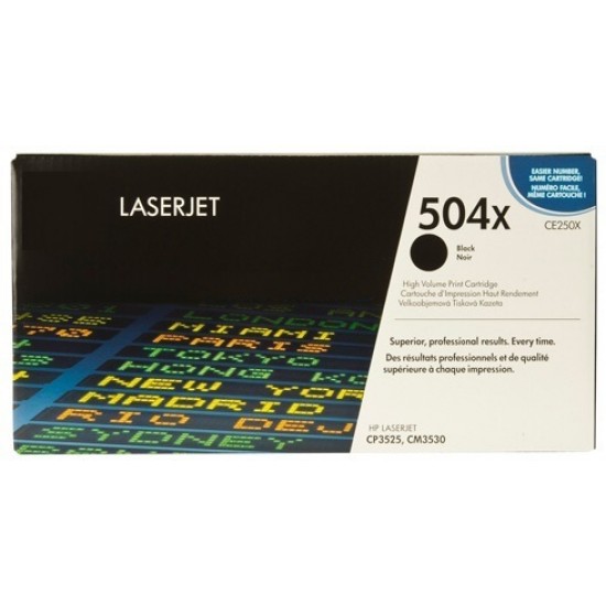 HP 504X CE250X Extra High Yield Black Toner Cartridge HP 504X CE250X Extra High Yield Black Toner Cartridge
