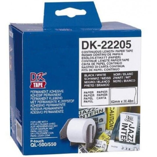 Brother DK22205 62MM P-Touch Paper Tape Tonerink Brand Brother DK22205 62MM P-Touch Paper Tape Tonerink Brand