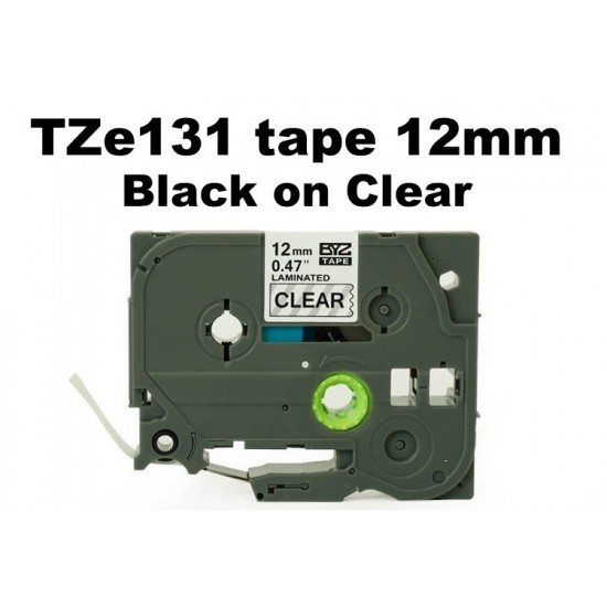 Brother TZe131 12mm Black Text On Clear Tape - 8 metres Tonerink Brand Brother TZe131 12mm Black Text On Clear Tape - 8 metres Tonerink Brand